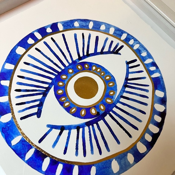 Marmont Hill Evil Eye Watercolor and Gold Print. Framed. - Picture 2 of 6